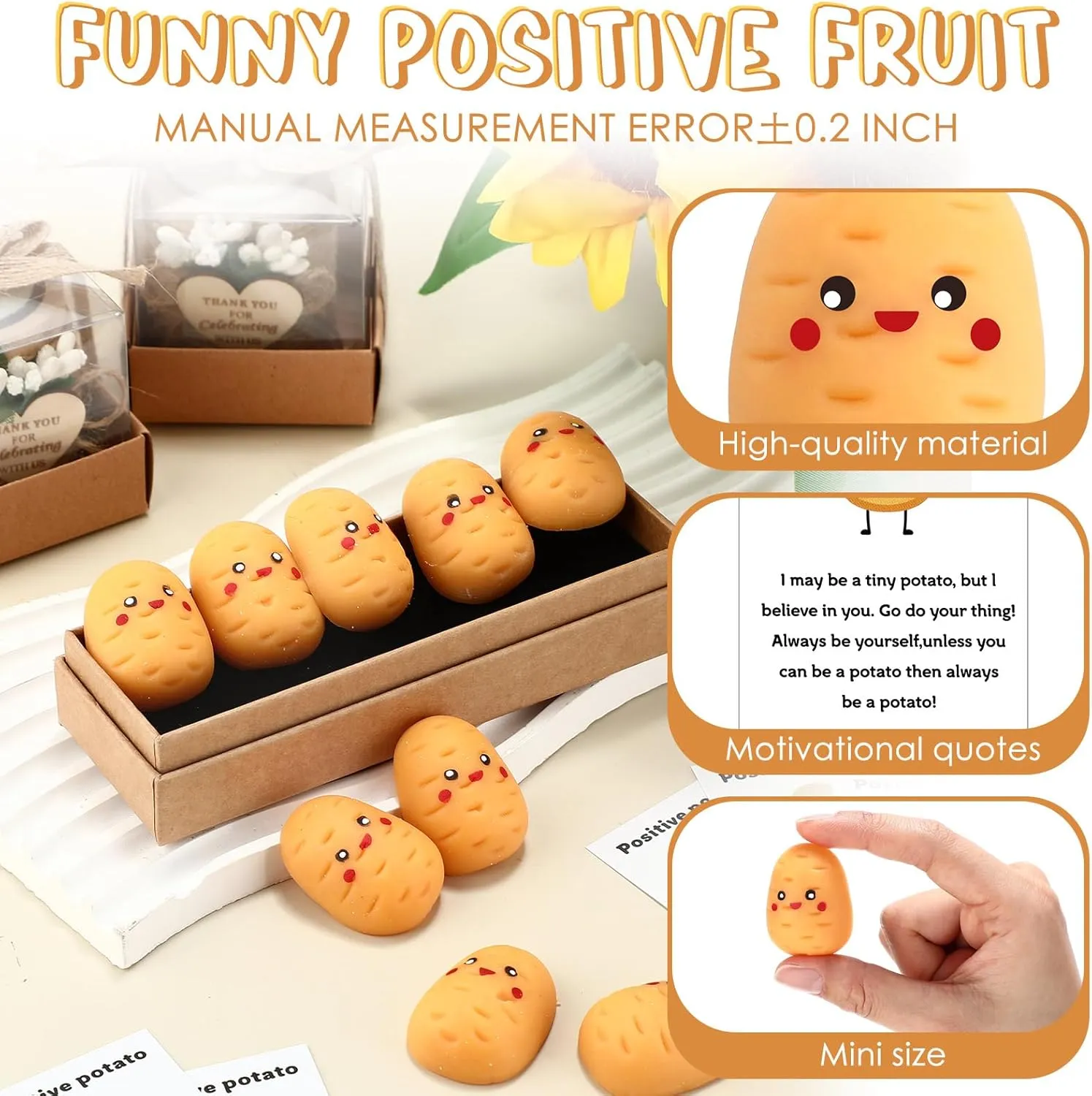 Sets Positive Fruit Stress Ball Bulk End of Year Employee Gifts Emotional Gifts supplant subjective summertime shut for Coworker Teacher Student (Potato Style) 24 