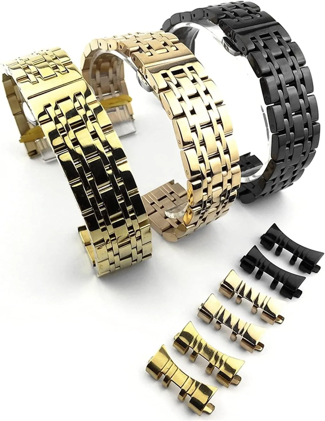 seven bead stainless watchband steel solid dual turtle preparation interface flat and curved butterfly buckle strap 