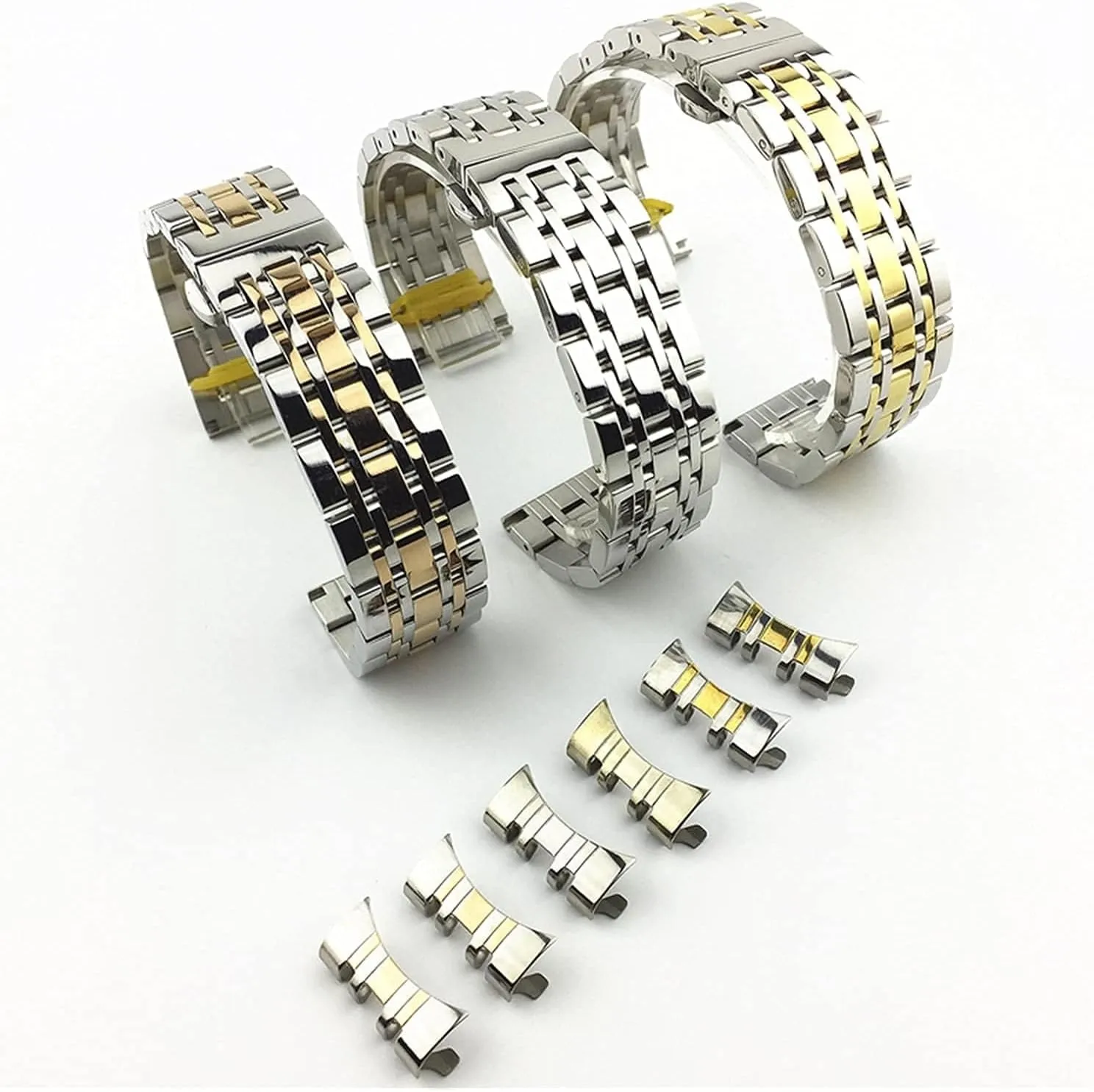 seven bead stainless watchband steel solid dual turtle preparation interface flat and curved butterfly buckle strap 