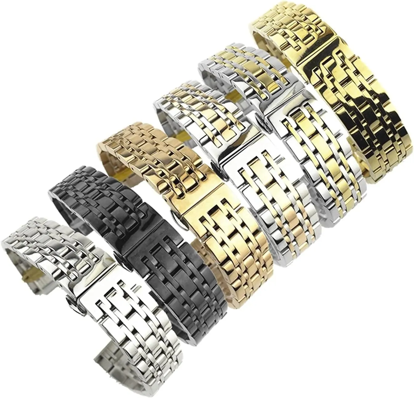 seven bead stainless watchband steel solid dual turtle preparation interface flat and curved butterfly buckle strap 