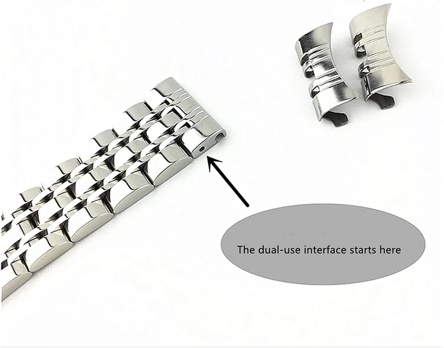 seven bead stainless watchband steel solid dual turtle preparation interface flat and curved butterfly buckle strap 