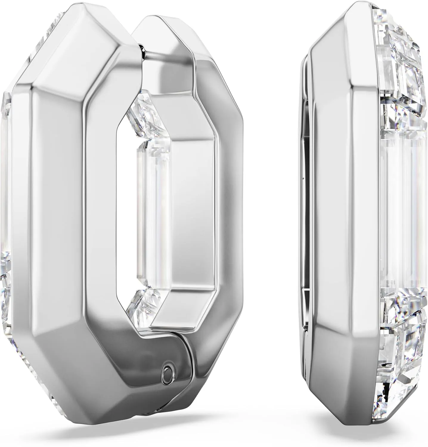Shape, Small, nitinol Clear Swarovski Lucent Hoop Earrings, Octagon 