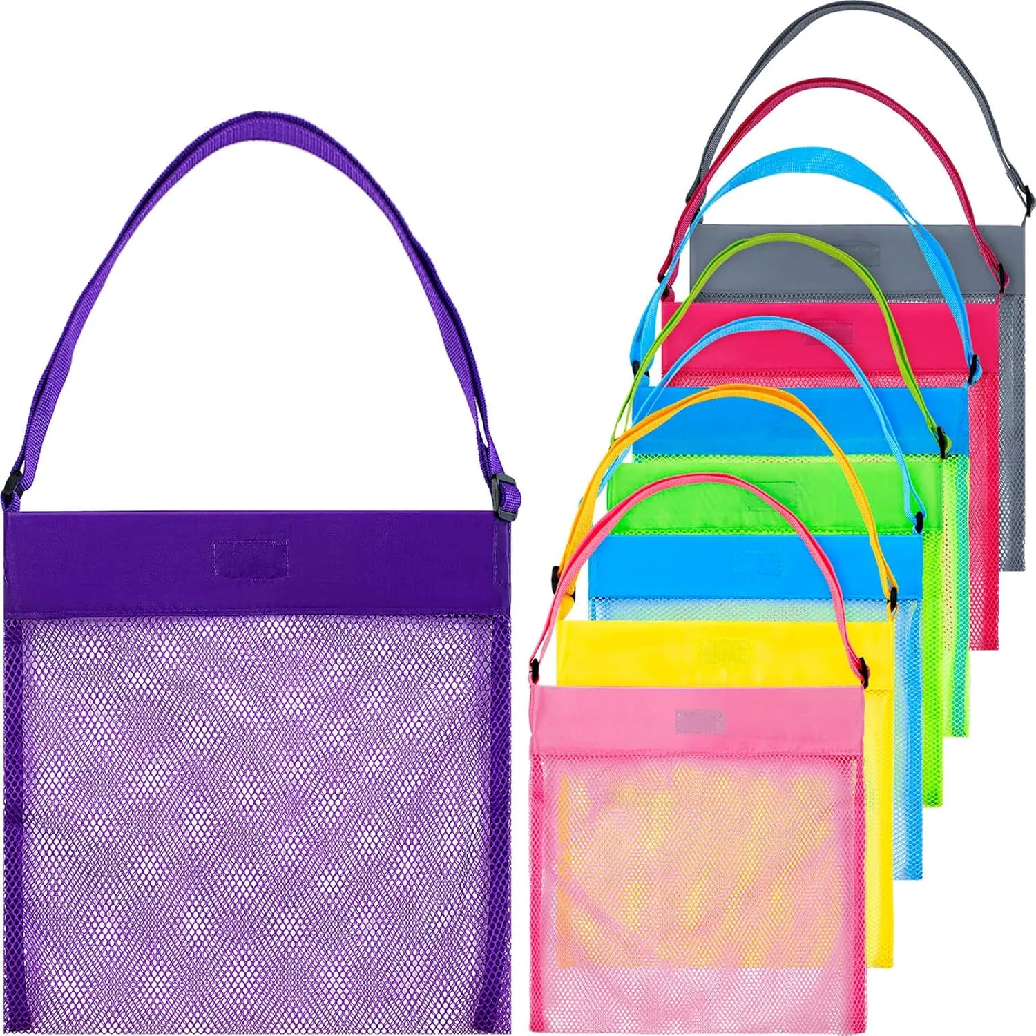 Shell Treasure Toy Storage, 8 bow extent Colors, 11 x 10. 24 Inches meekoo 8 Pieces Colorful Mesh Beach Bags Seashell Collecting Bags with Adjustable Carrying Straps for Beach 