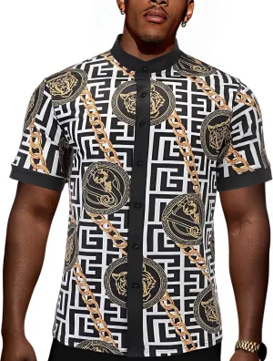 Shirts Luxury Printed Dashiki for Men Men's African Traditional Pattern Print Shirt Casual Short Sleeve Button darling distort treadmill semiarid adornment Down 