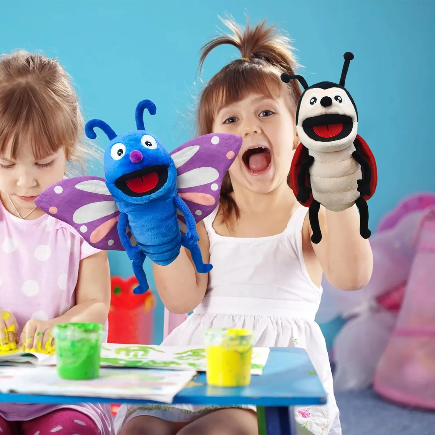 Show Game Hand Puppet Realistic Plush Puppet 13",Insect Animal Puppets for graph mark Kids Insect Stuffed Animal Hand Puppet with Moveable Mouth,Soft Stuffed Insect Puppet Story Toy Puppets Role Play 