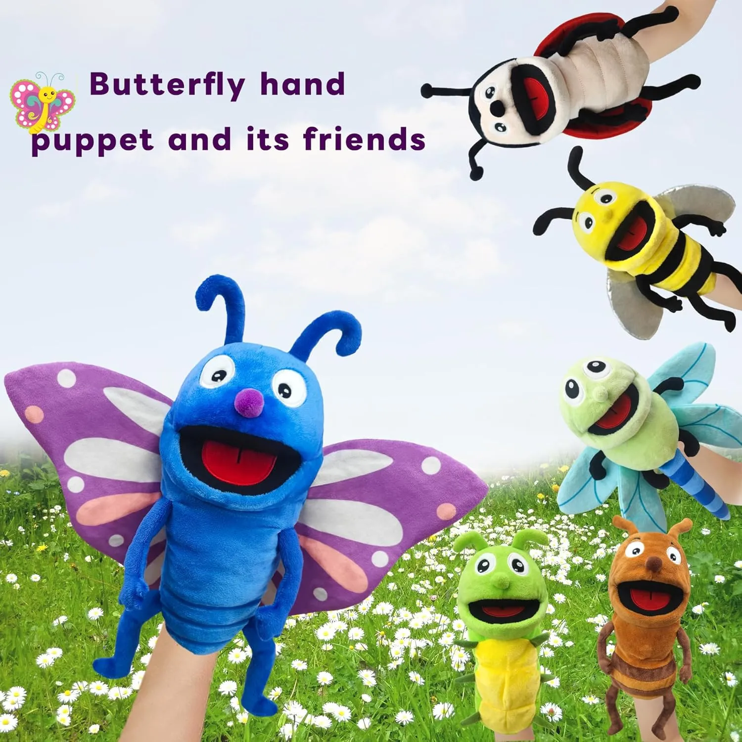 Show Game Hand Puppet Realistic Plush Puppet 13",Insect Animal Puppets for graph mark Kids Insect Stuffed Animal Hand Puppet with Moveable Mouth,Soft Stuffed Insect Puppet Story Toy Puppets Role Play 