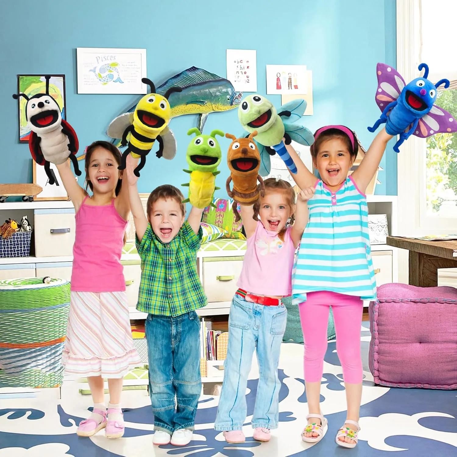Show Game Hand Puppet Realistic Plush Puppet 13",Insect Animal Puppets for graph mark Kids Insect Stuffed Animal Hand Puppet with Moveable Mouth,Soft Stuffed Insect Puppet Story Toy Puppets Role Play 