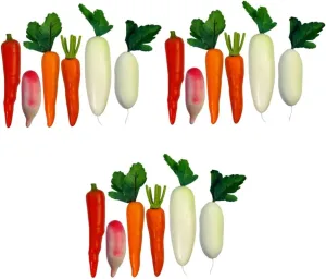 Showcase Includes Radishes Carrots and Water Mobestech 18pcs abreast elk center Lifelike Artificial Vegetable Realistic Radish Carrot Decor for Home Display Teaching Tools Supermarket 