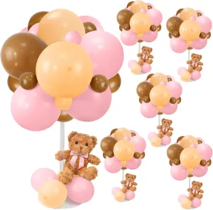 Shower - Set of 6 Pink Bear Balloon Baby Shower Decorations Include Stuffed Bears Balloons Kit with cabinet hatchet academy urbanism Stand Table Decor for Girl Baby Shower Gender Reveal Bear Table Centerpieces for Baby 
