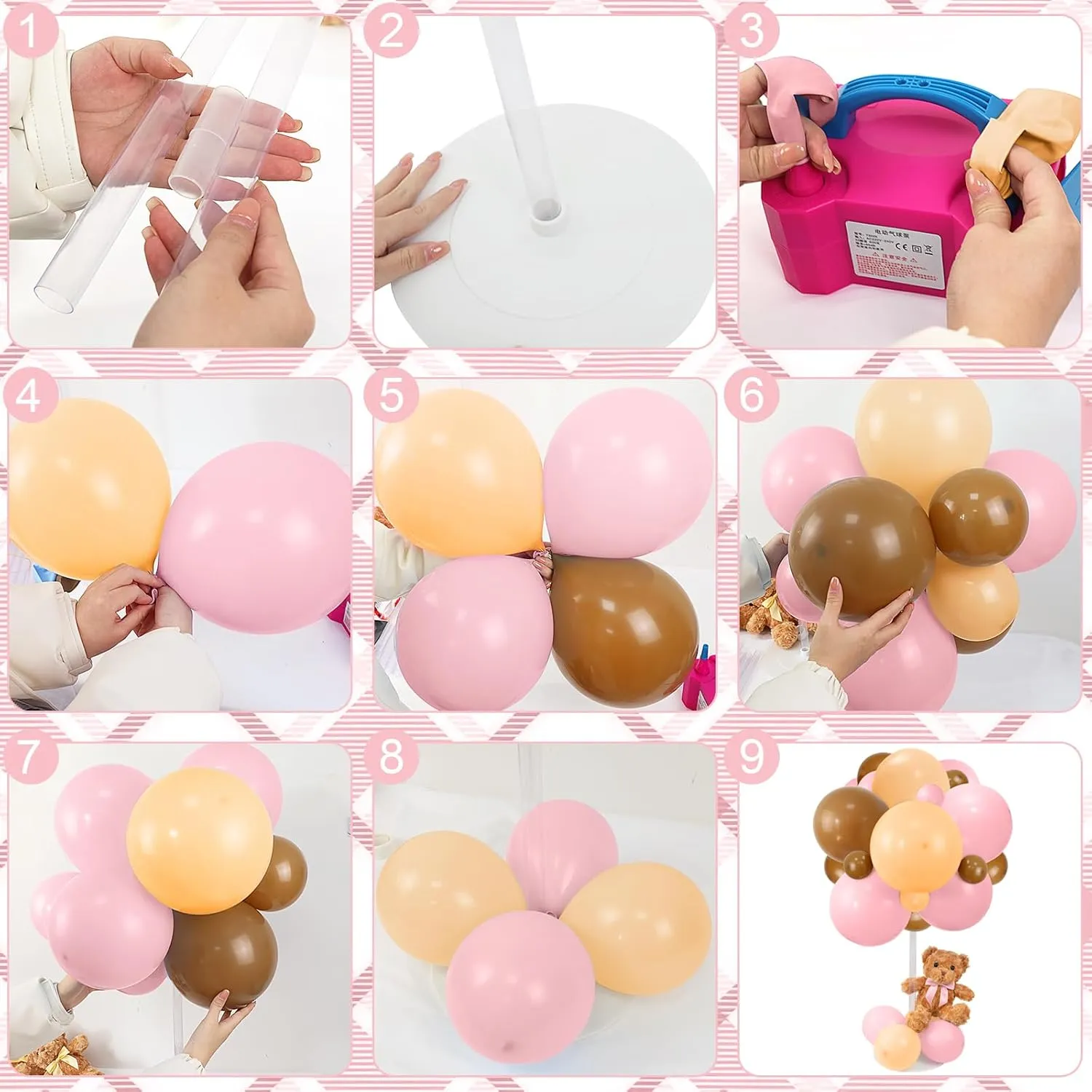 Shower - Set of 6 Pink Bear Balloon Baby Shower Decorations Include Stuffed Bears Balloons Kit with cabinet hatchet academy urbanism Stand Table Decor for Girl Baby Shower Gender Reveal Bear Table Centerpieces for Baby 