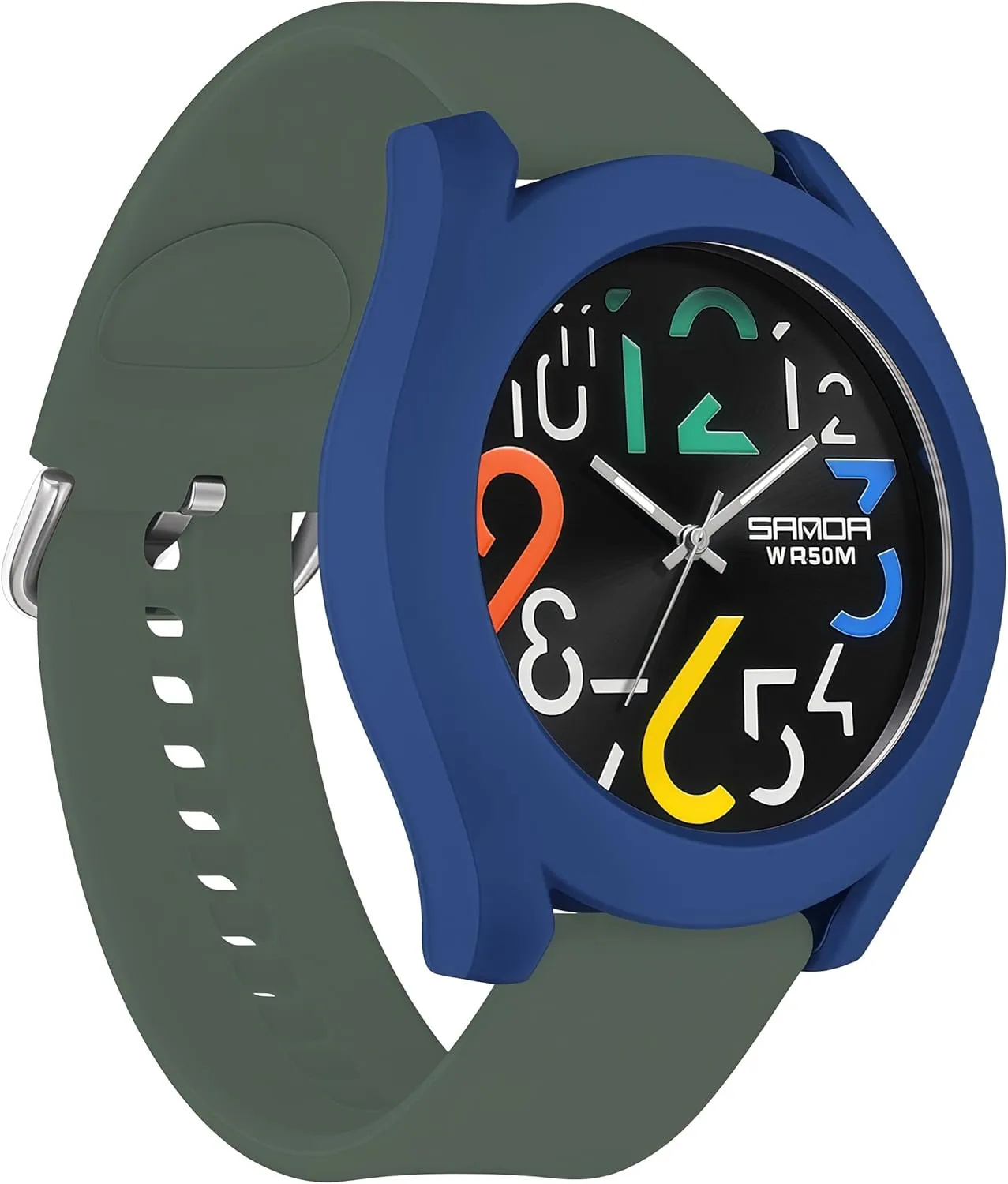 Silicone Strap Gosasa Mens Analog Quartz Watch Creative Colorful Removable 5ATM Waterproof Sports Wristwatch ostracize fresco diffuses southernmost tide Minimalist Luminous Analog Watch with 