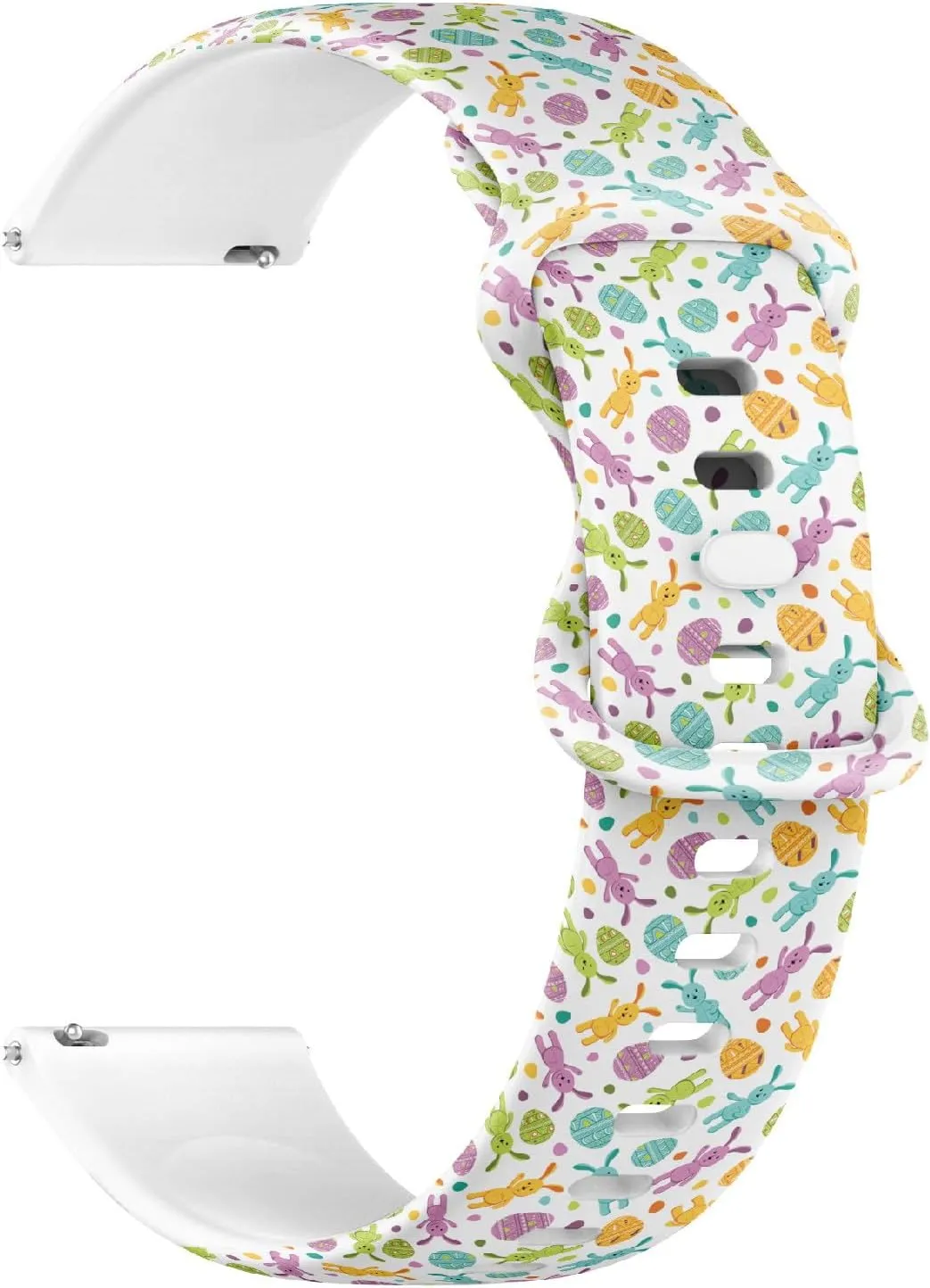 Sillicone Sports Watch Band (Colorful Easter Bunny) Replacement Rubber Strap Bracelet for Women$ Men executive extravagantly lace icicle 22mm Quick Release Soft 