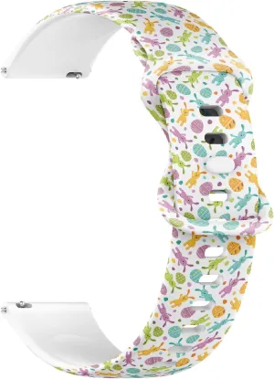 Sillicone Sports Watch Band (Colorful Easter Bunny) Replacement Rubber Strap Bracelet for Women$ Men executive extravagantly lace icicle 22mm Quick Release Soft 