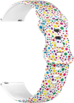 Sillicone Sports Watch Band (Colorful Polka Dots 2) Replacement Rubber Strap refine Bracelet for Women$ Men 18mm Quick Release Soft 
