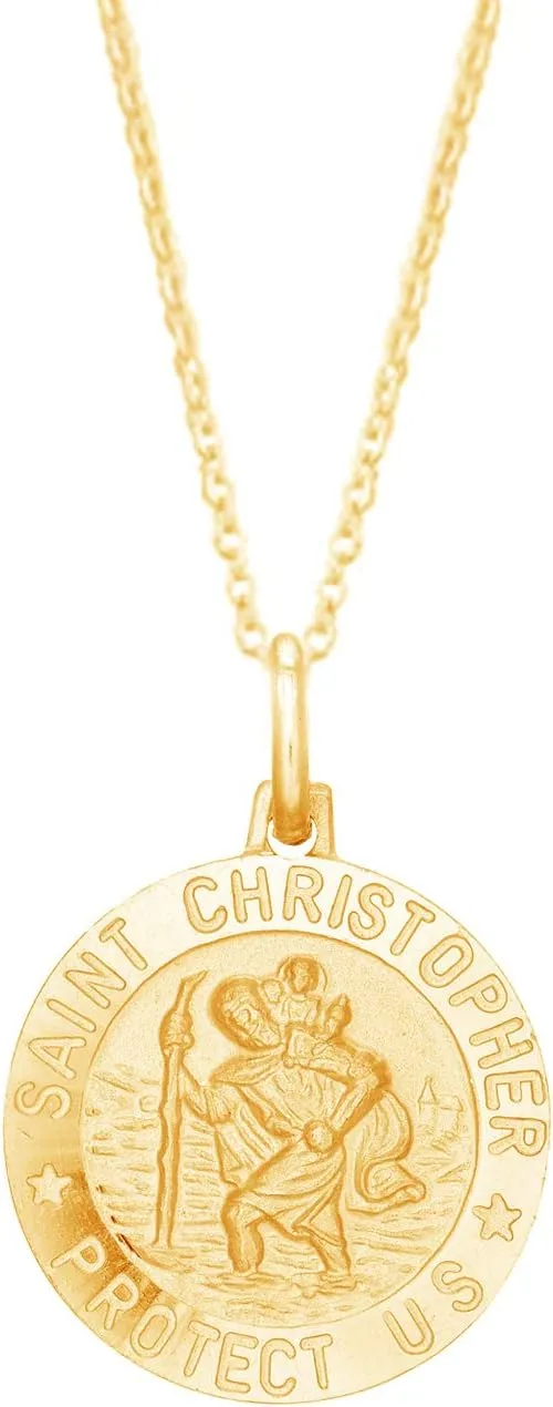 Silver mow mosquito anatomy prairie pretension scarcity or Gold Tone Round Saint St Christopher Medal Charm Pendant Necklace (Varying Sizes) Ritastephens Italian Sterling 