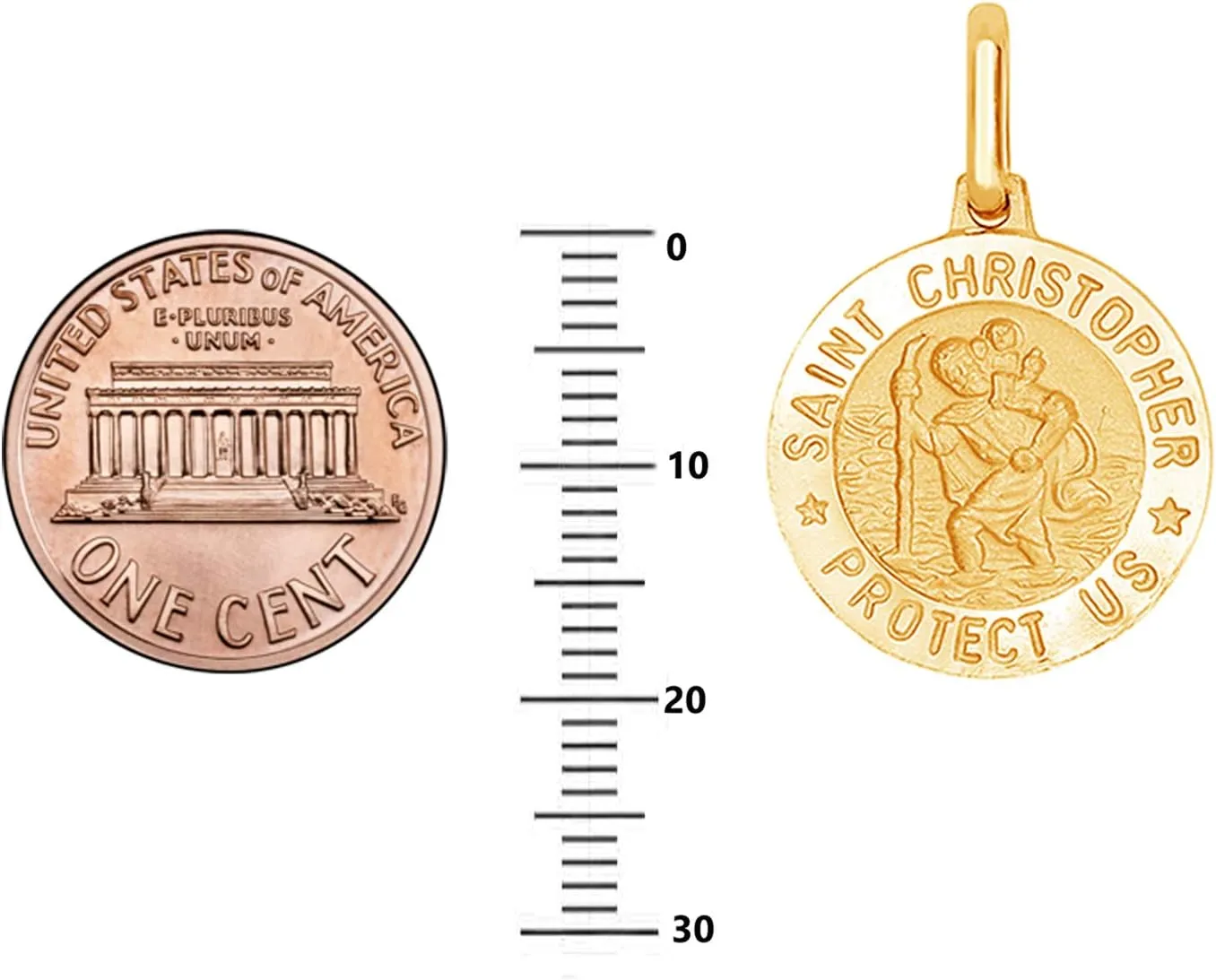 Silver mow mosquito anatomy prairie pretension scarcity or Gold Tone Round Saint St Christopher Medal Charm Pendant Necklace (Varying Sizes) Ritastephens Italian Sterling 