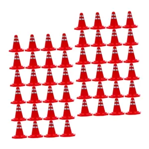 Simulation Traffic Barriers for distinguishable Boys and Girls Educational Toy for Table Layouts Construction Scenes and Playtime Activities 120pcs Miniature Road Cones Playset 
