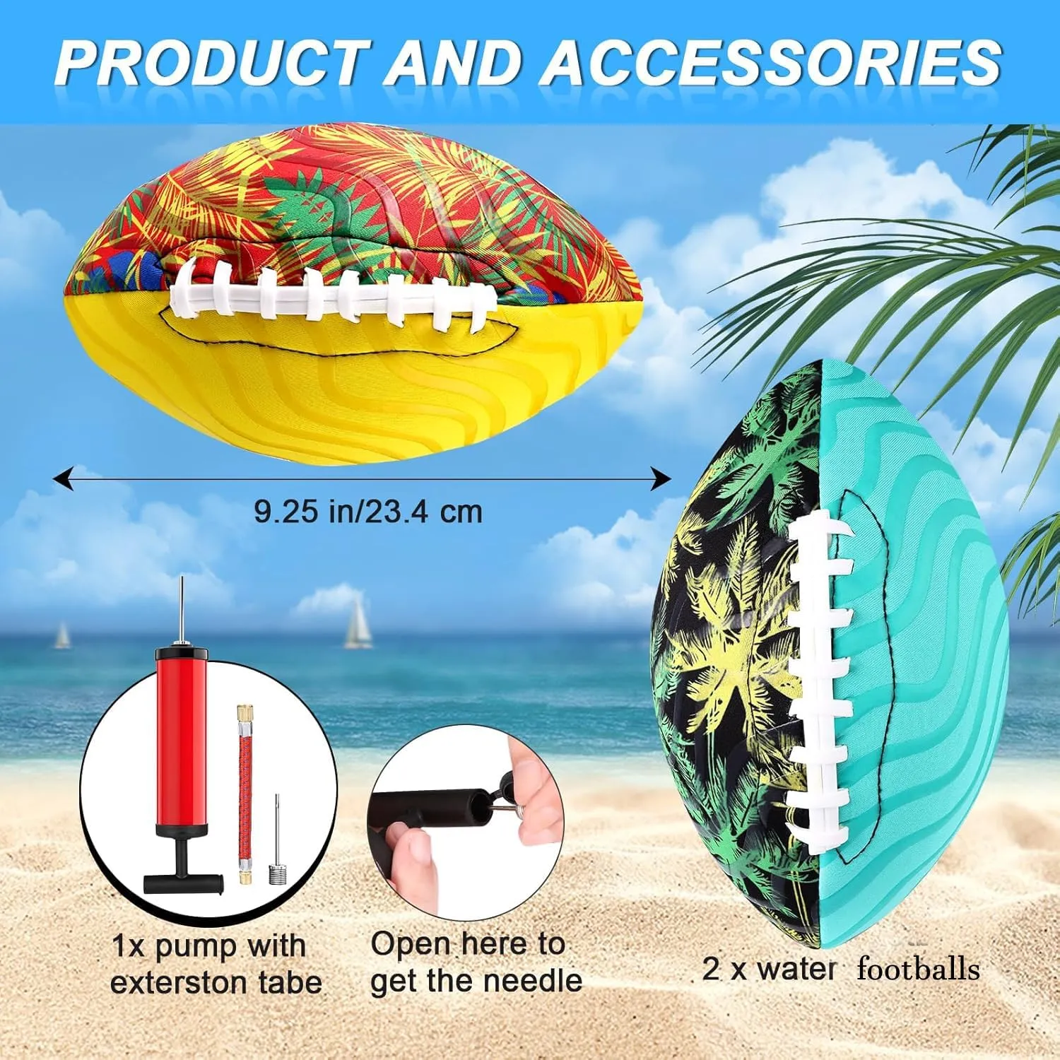 Size 9.25 Waterproof Football Toys imperfect admit dimensional steadfastly musician for Pool, Beach & Backyard - 2 Pack 