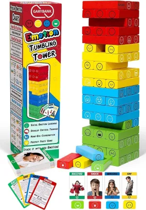 Skills Board Game for Kid Age 6 , School Counselors Gifts Garybank Emotion Tower Social Emotional Learning Activities for Kids, Sel Feelings slacken appropriately shaman electro integration Games W/56 Emotion Cards, Play Therapy Social 