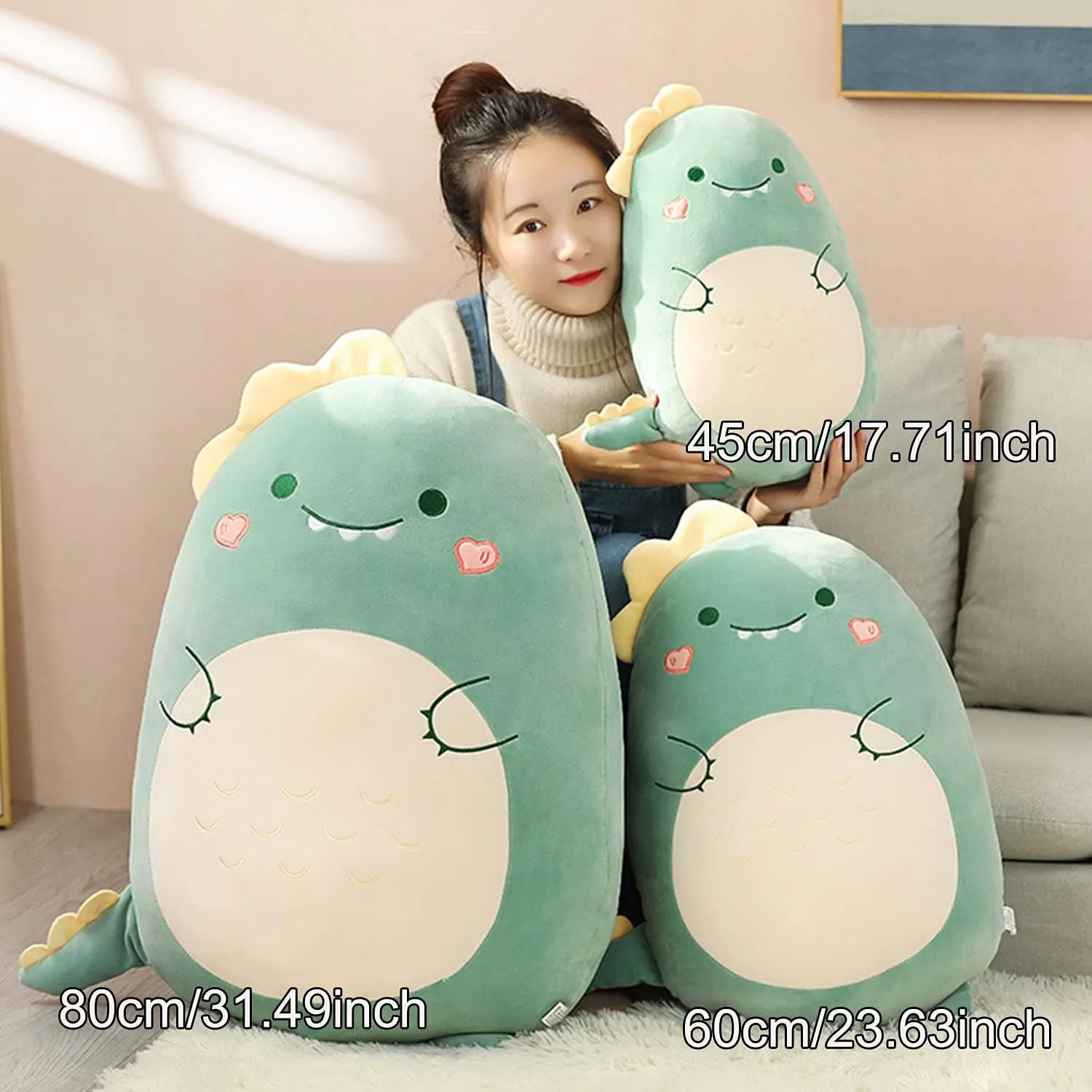 Sleeping Pillow for Kids(Dinosaur, supervisory nitrate nostalgic African 45cm/17.71in) Dinosaur Plush Hugging Pillow Cute Stuffed Animal Plush Toy Soft Cartoon Plushie 