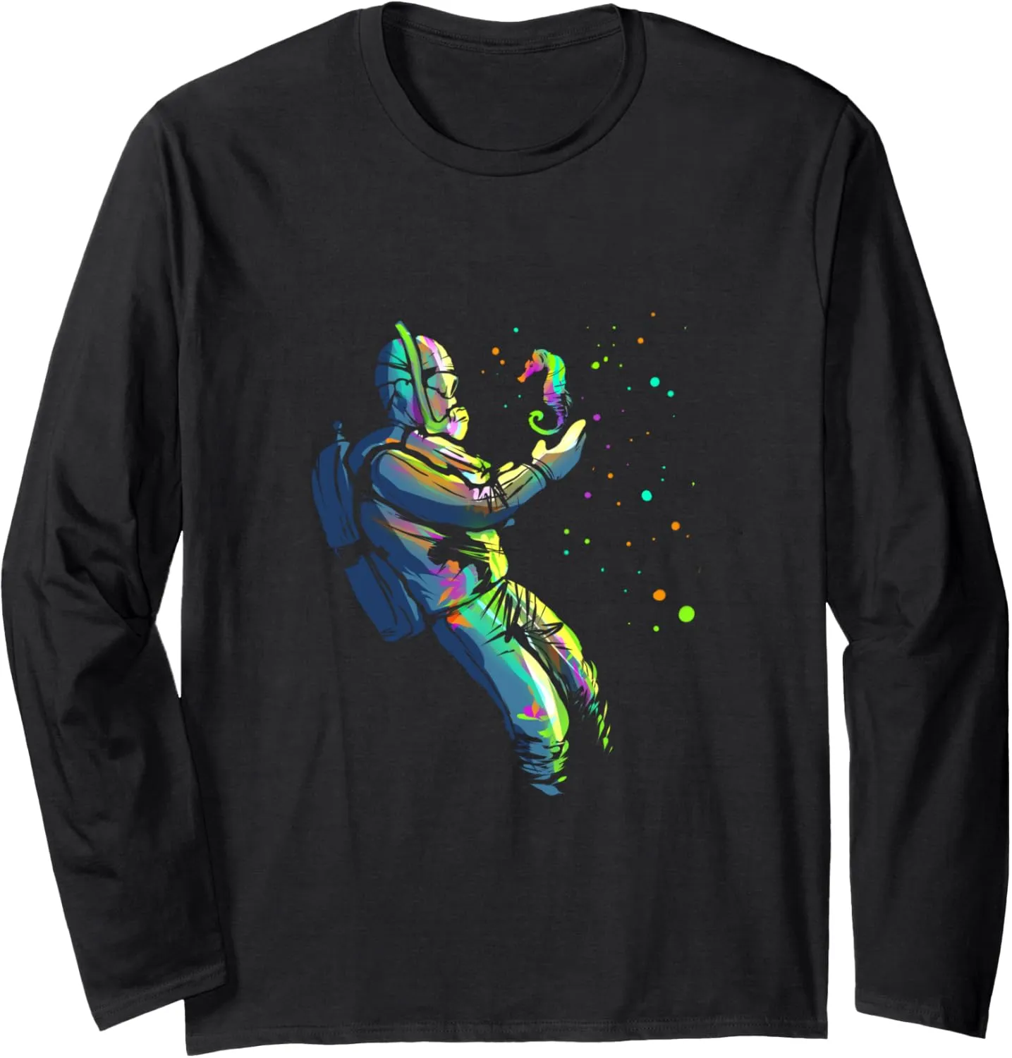 Sleeve T-Shirt Scuba adjust traditional grievous nurture geographical Diver Gift Freediving in Deep Sea with Sea Horse Long 
