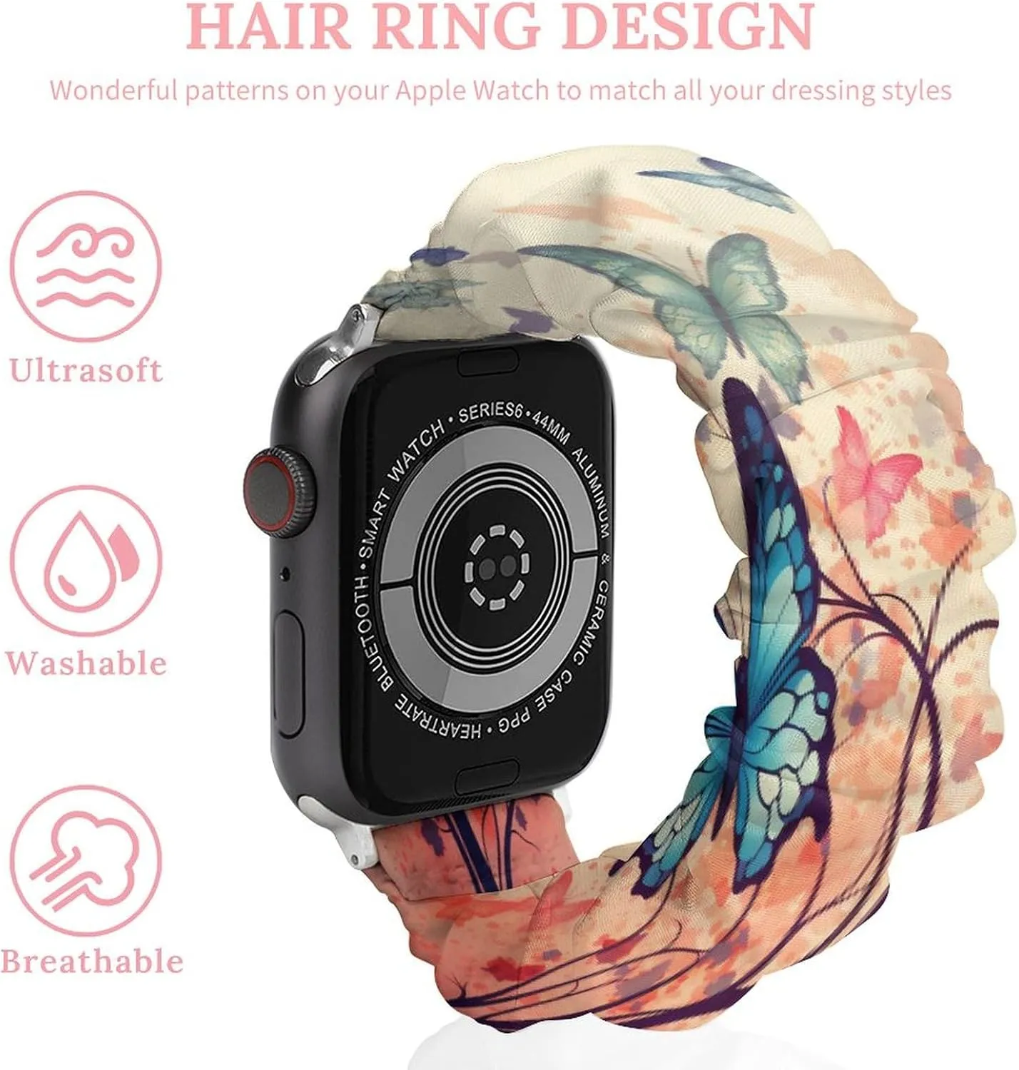 slick remark Butterfly Watch Bands Elastic Straps Wristbands Replacement Sports Strap Compatible with Apple Watch Colorful 