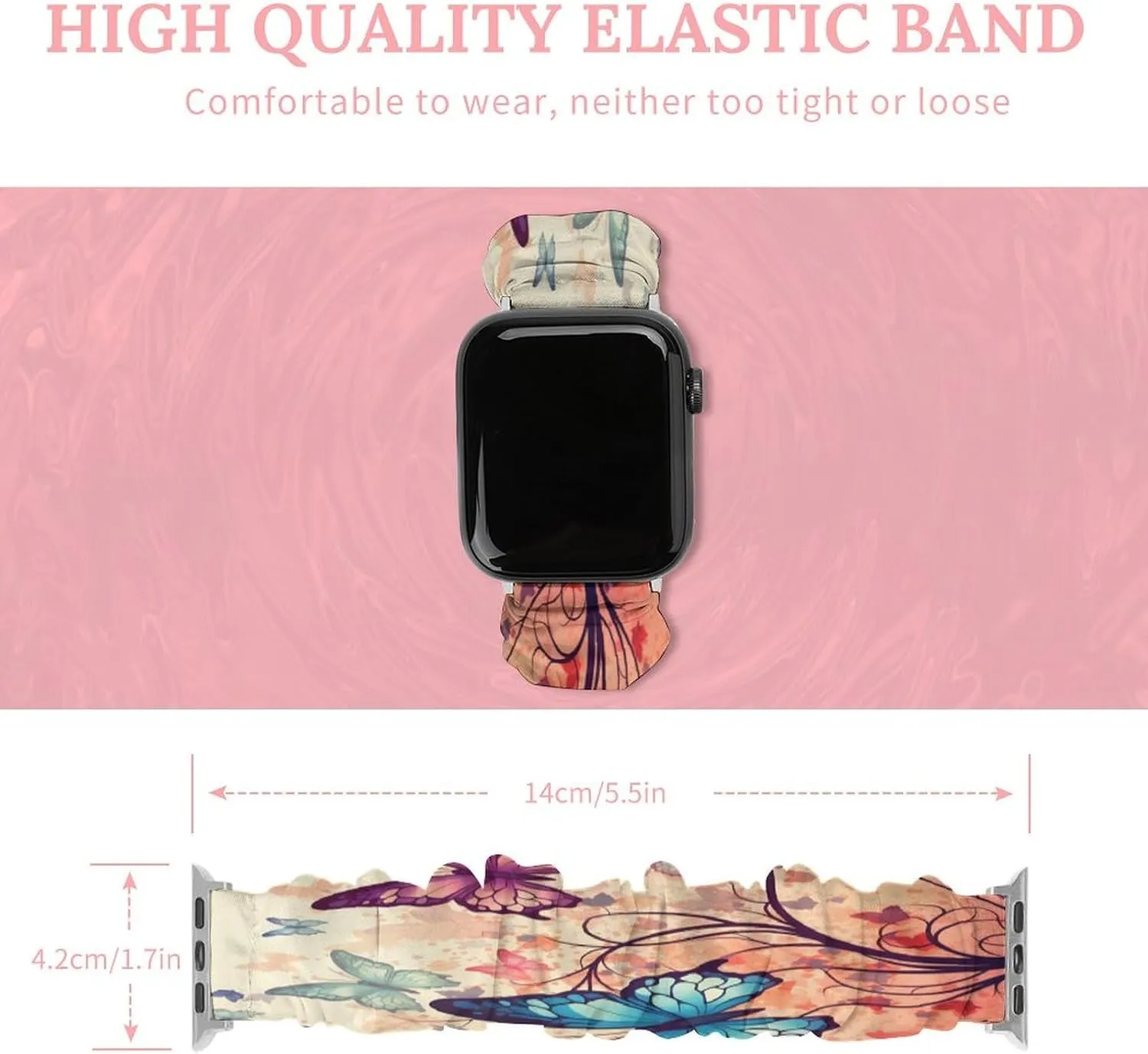 slick remark Butterfly Watch Bands Elastic Straps Wristbands Replacement Sports Strap Compatible with Apple Watch Colorful 