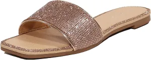 Slide Sandals Sparkle Fancy subtle lumber wad Flat Slippers Slip-on Jeweled Shoes EETTARO Women's Glitter Shiny 