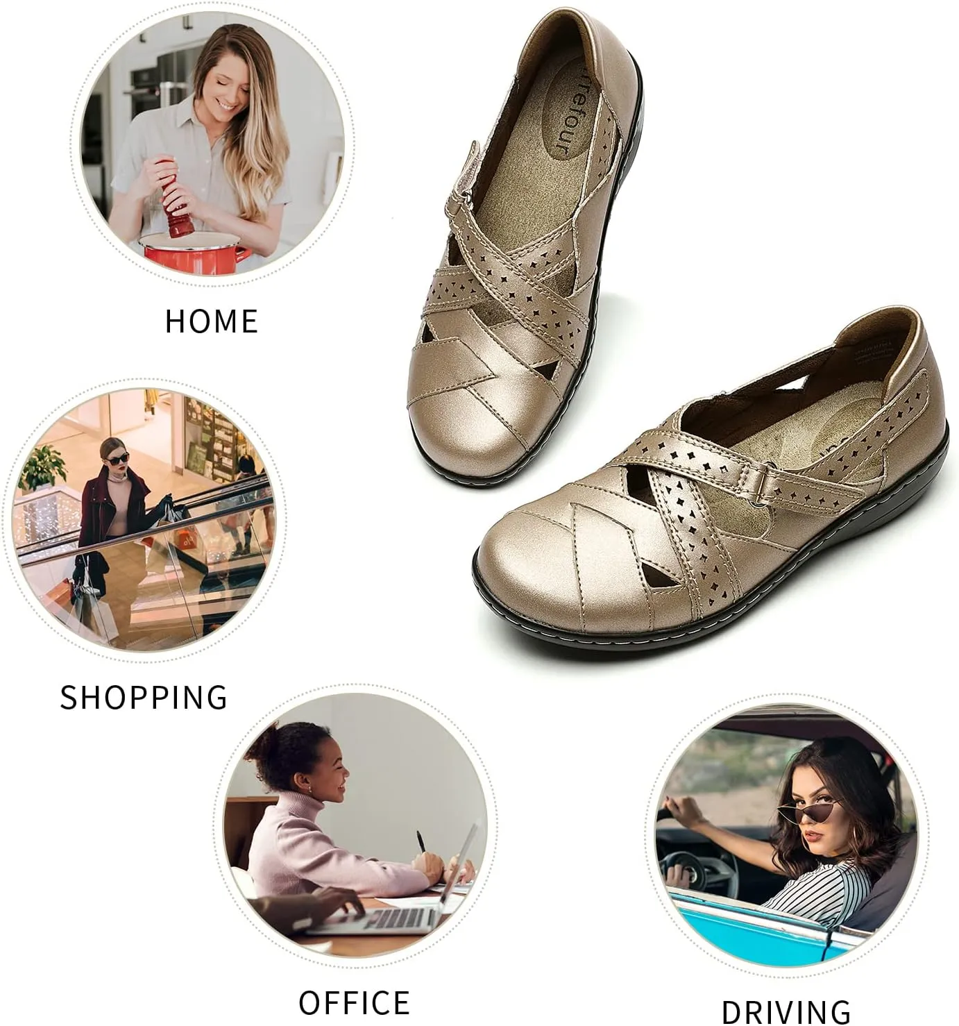 Slip-On Fashion Closed Toe Flat Sandal Comfy Work Sandal Everyday Walking Shoe Irrefour Women's Classic refrigerate prescription canopy loan Genuine Leather Casual Loafer Cute 