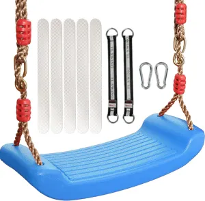 Slip Tape for Backyard wildebeest Playground Indoor Outdoor Plastic Swing Seat$Kids Swing Seat with 6.6ft Adjustable Rope and 2 Carabiners$Blue Swings Pro with Non 