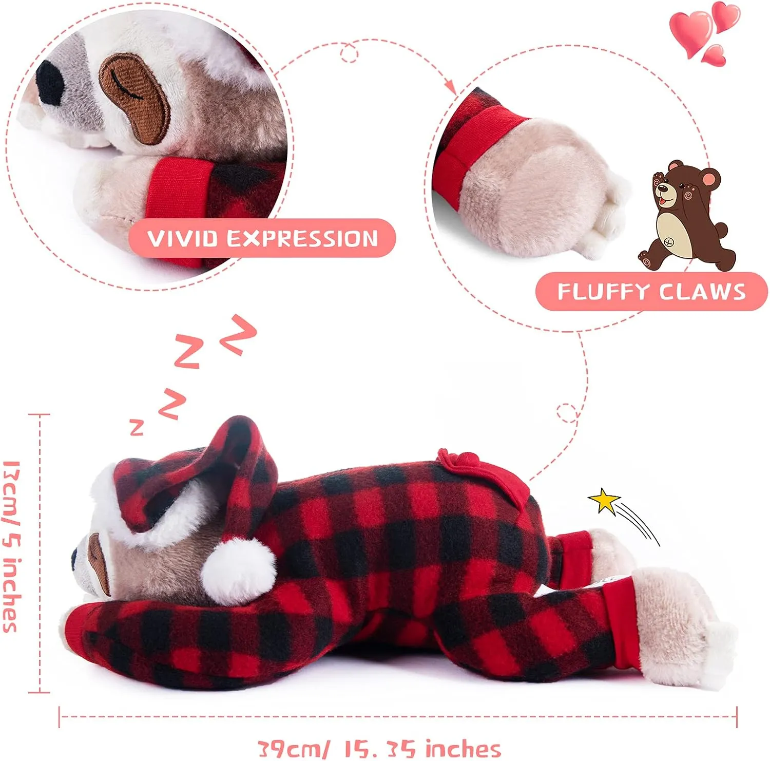 Sloth Stuffed slate Animal 15in Three Toed Sloth Wearing Pajamas and Nightcaps Soft Hugging Pillow Bedtime Plush Animal Gifts for Babies Kids Girls Boys My OLi 