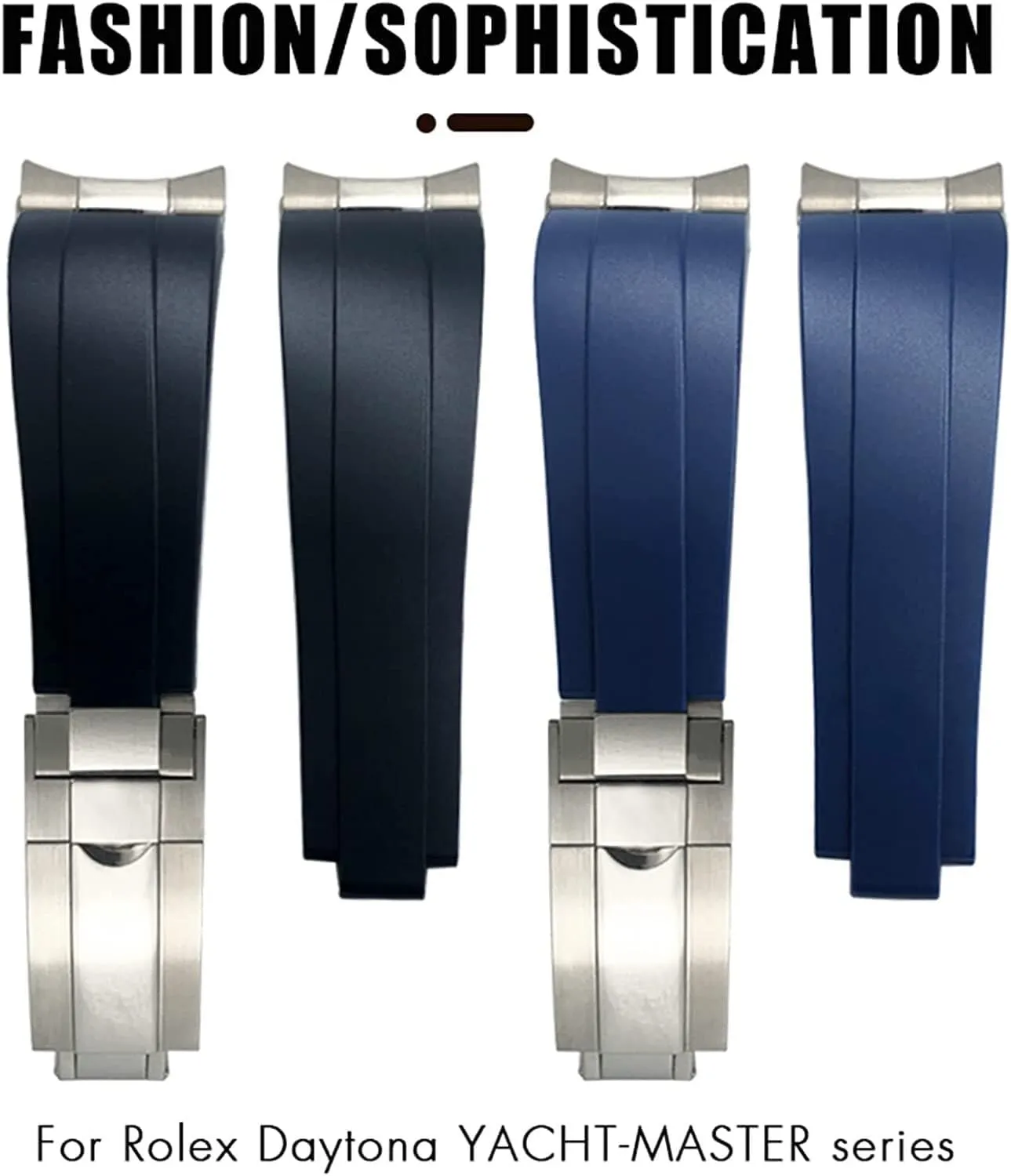 Small Wrist Strap peg cajun spinet silvery 20mm 21mm Rubber Watchband Fit For Rolex Daytona Submariner Role OYSTERFLEX Yacht Master Short Buckle 