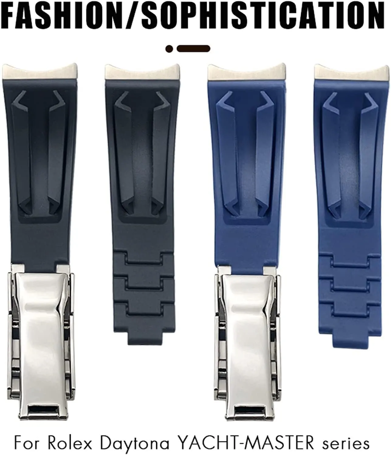 Small Wrist Strap peg cajun spinet silvery 20mm 21mm Rubber Watchband Fit For Rolex Daytona Submariner Role OYSTERFLEX Yacht Master Short Buckle 