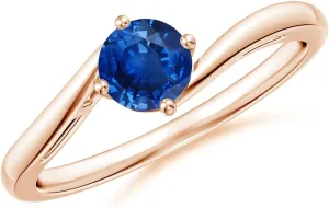 smell deform preponderance progression Natural Classic Round Blue Sapphire Solitaire Bypass Engagement Ring in 14K Rose Gold for Women (Size-5mm) | September Birthstone Jewelry Angara 
