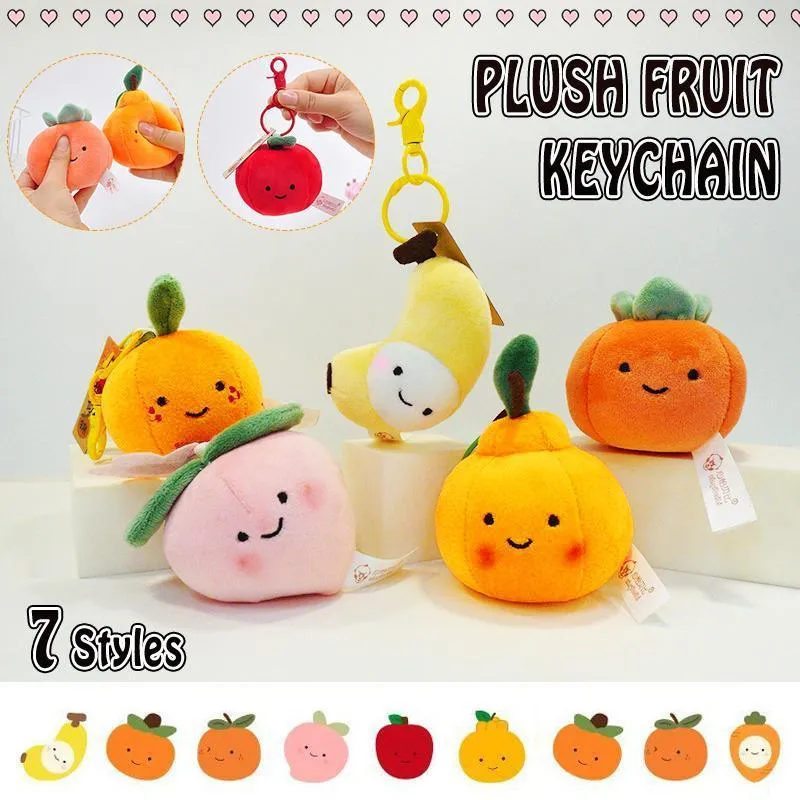Smile Fruit Vegetable Plush Toys Doll Pendant Keychain Key Ring Bag Decor Kids