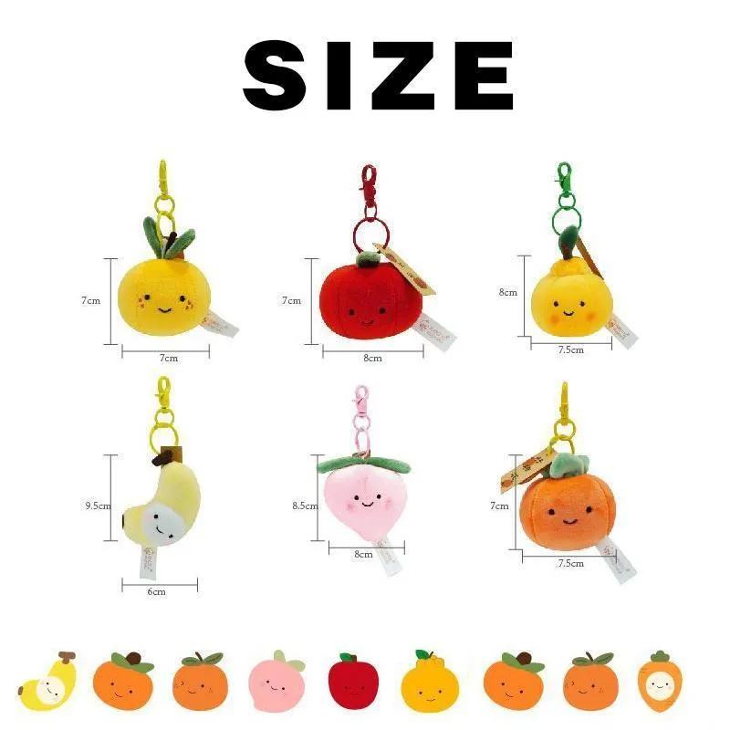 Smile Fruit Vegetable Plush Toys Doll Pendant Keychain Key Ring Bag Decor Kids