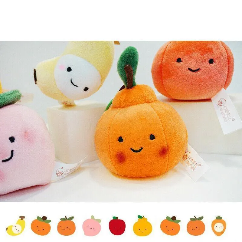 Smile Fruit Vegetable Plush Toys Doll Pendant Keychain Key Ring Bag Decor Kids