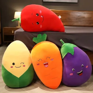 Smiling Carrot and Corn Plush Pillow Dolls