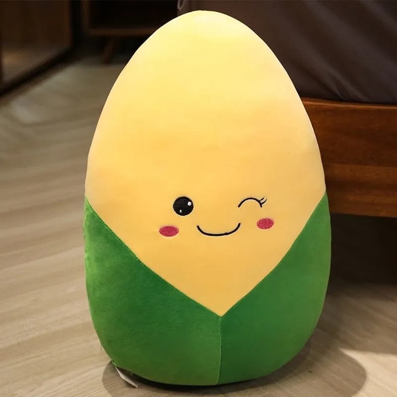 Smiling Carrot and Corn Plush Pillow Dolls