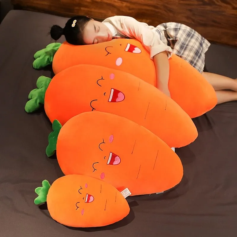 Smiling Carrot and Corn Plush Pillow Dolls