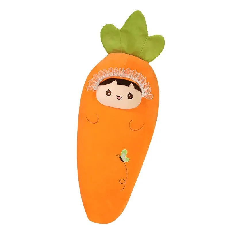 Smiling Carrot Plush Toy Pillow: Soft Stuffed Vegetable Decor