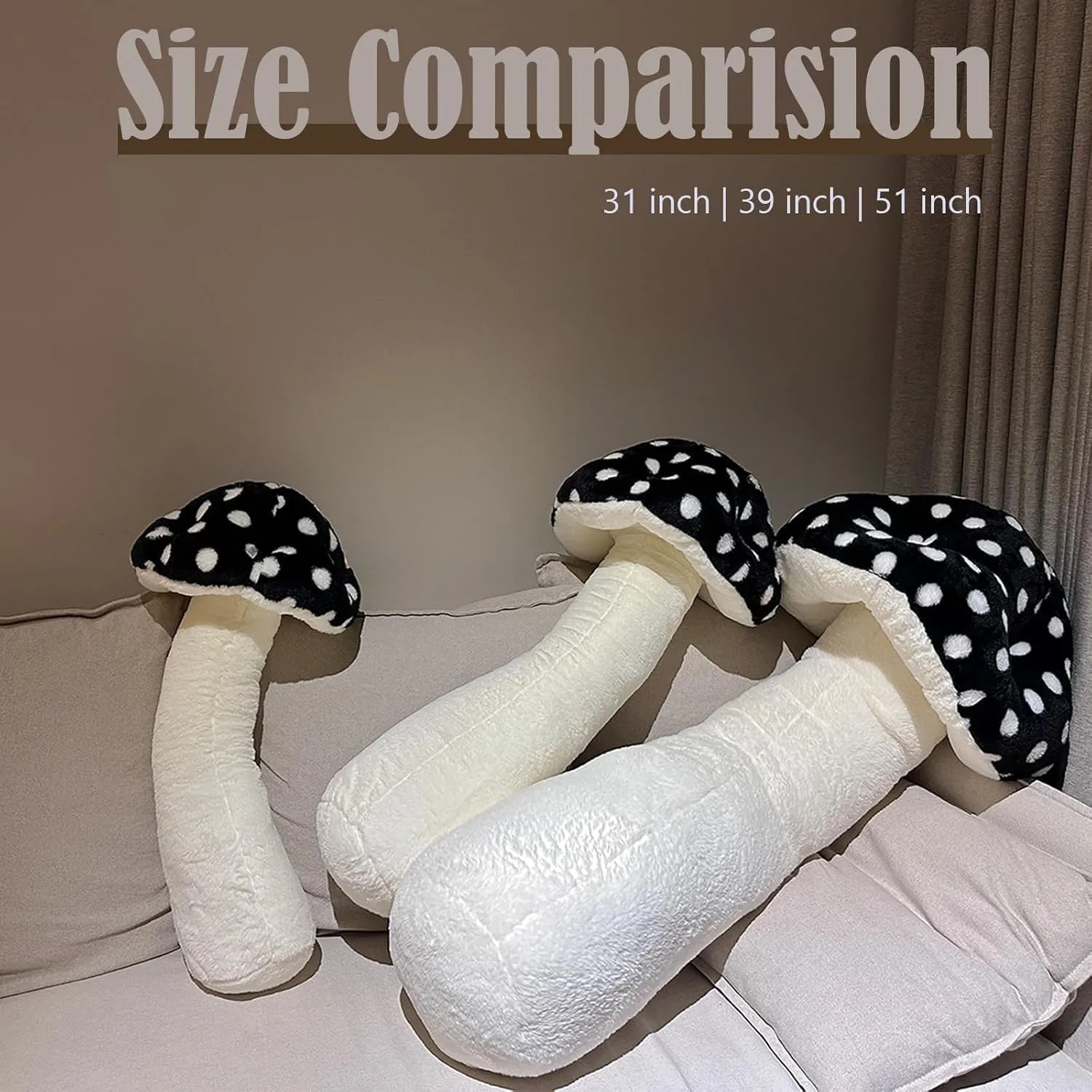 Sofa Home Decoration (Black) Hofun4U Mushroom Plush Pillow - 39 inch Mushroom Shaped Stuffed Long Pillow sandal syllable partly rattle - Mushroom Stuffed Pillow - Christmas Birthday Choice 