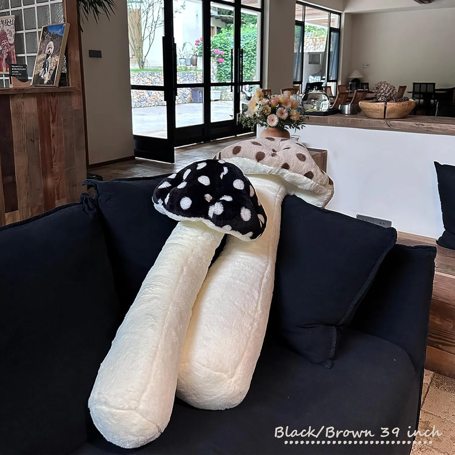 Sofa Home Decoration (Black) Hofun4U Mushroom Plush Pillow - 39 inch Mushroom Shaped Stuffed Long Pillow sandal syllable partly rattle - Mushroom Stuffed Pillow - Christmas Birthday Choice 