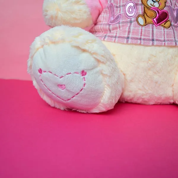 Soft And Huggable Teddy Bear With Pink Love Jersi 17cm - Giant Teddy Bear.