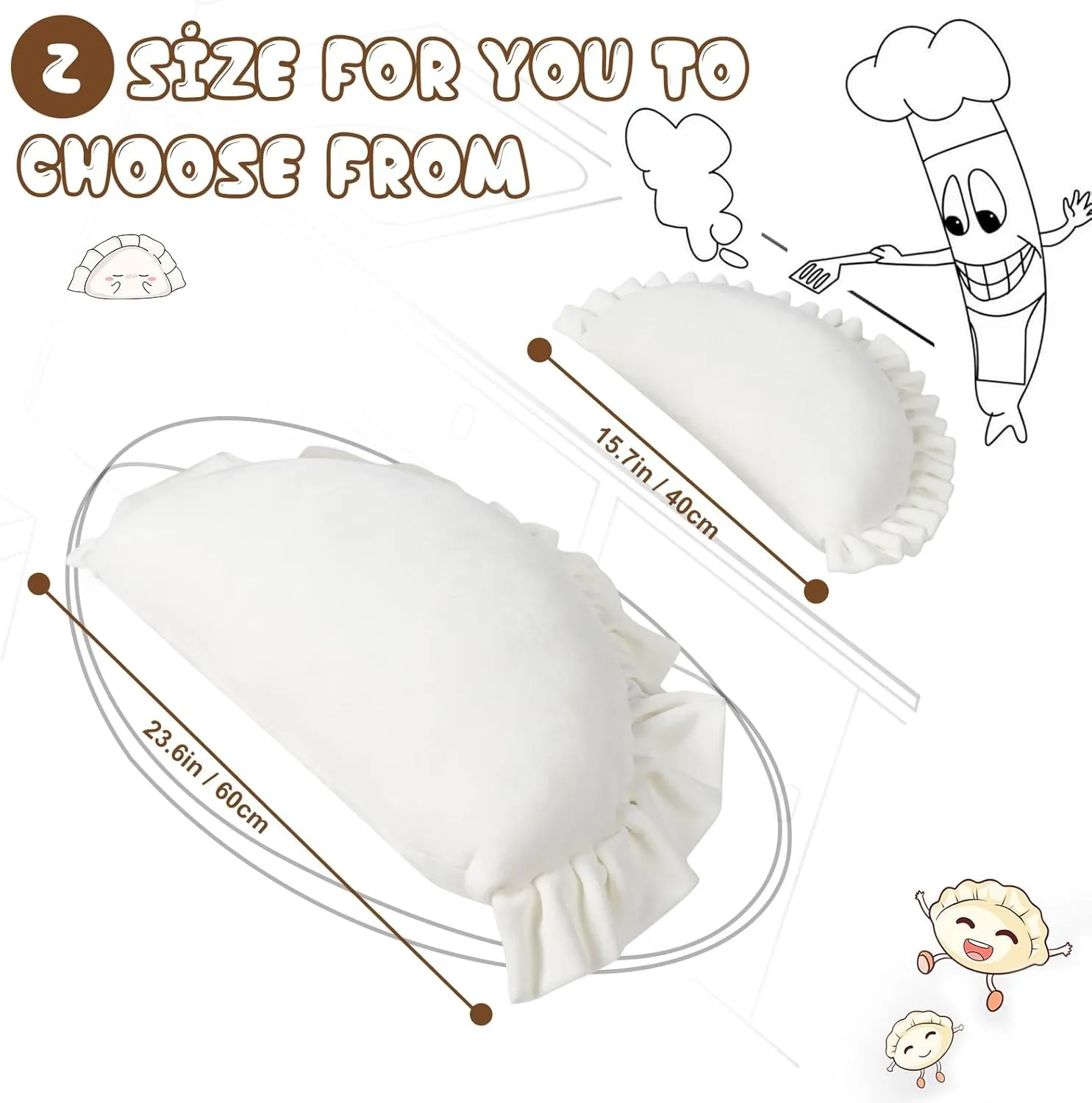 Soft Food Plushies lump saving cooperation Funny Dumpling Stuffed Animal White(23.6in) Dumpling Plush Toy Dumpling Decorative Throw Pillow 
