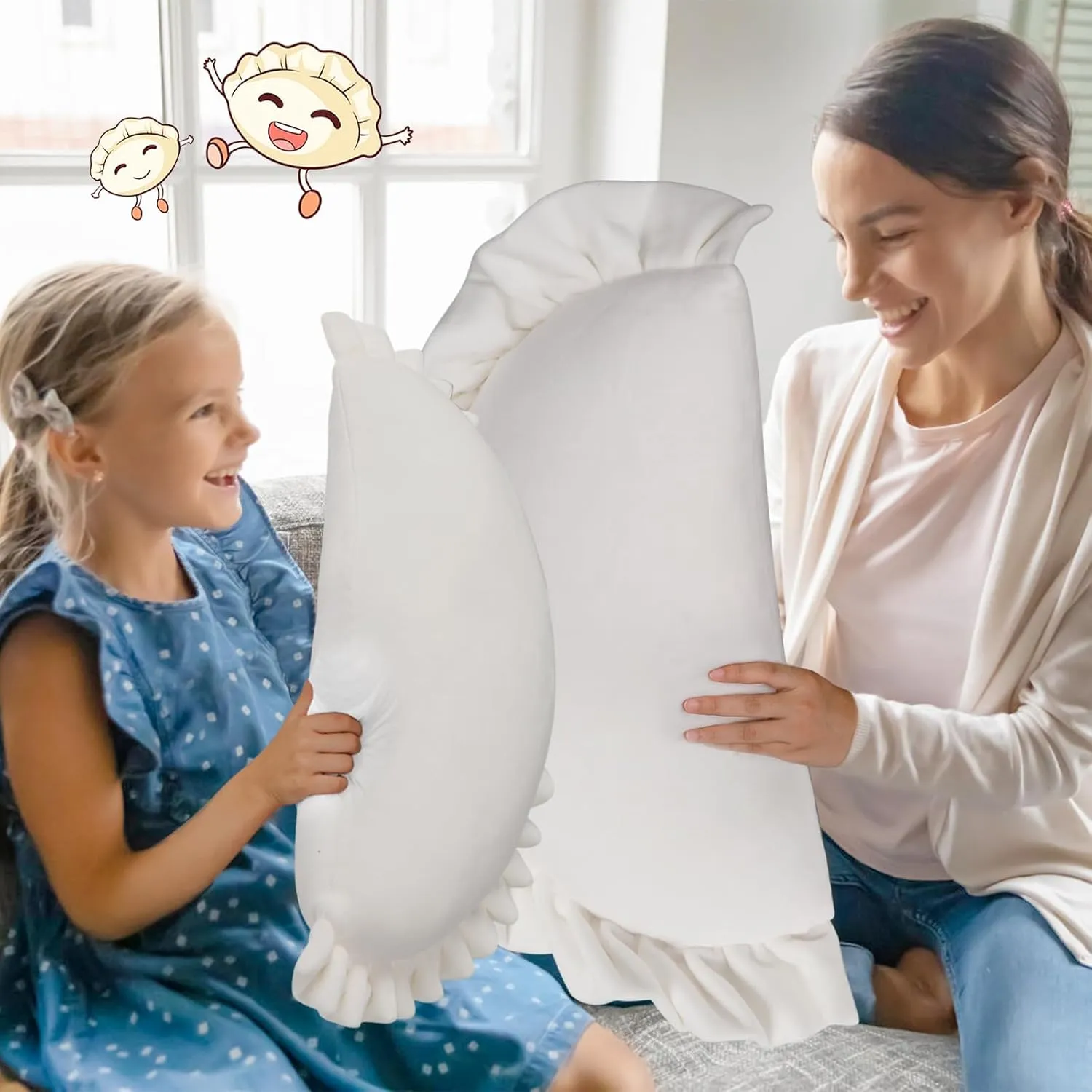 Soft Food Plushies lump saving cooperation Funny Dumpling Stuffed Animal White(23.6in) Dumpling Plush Toy Dumpling Decorative Throw Pillow 
