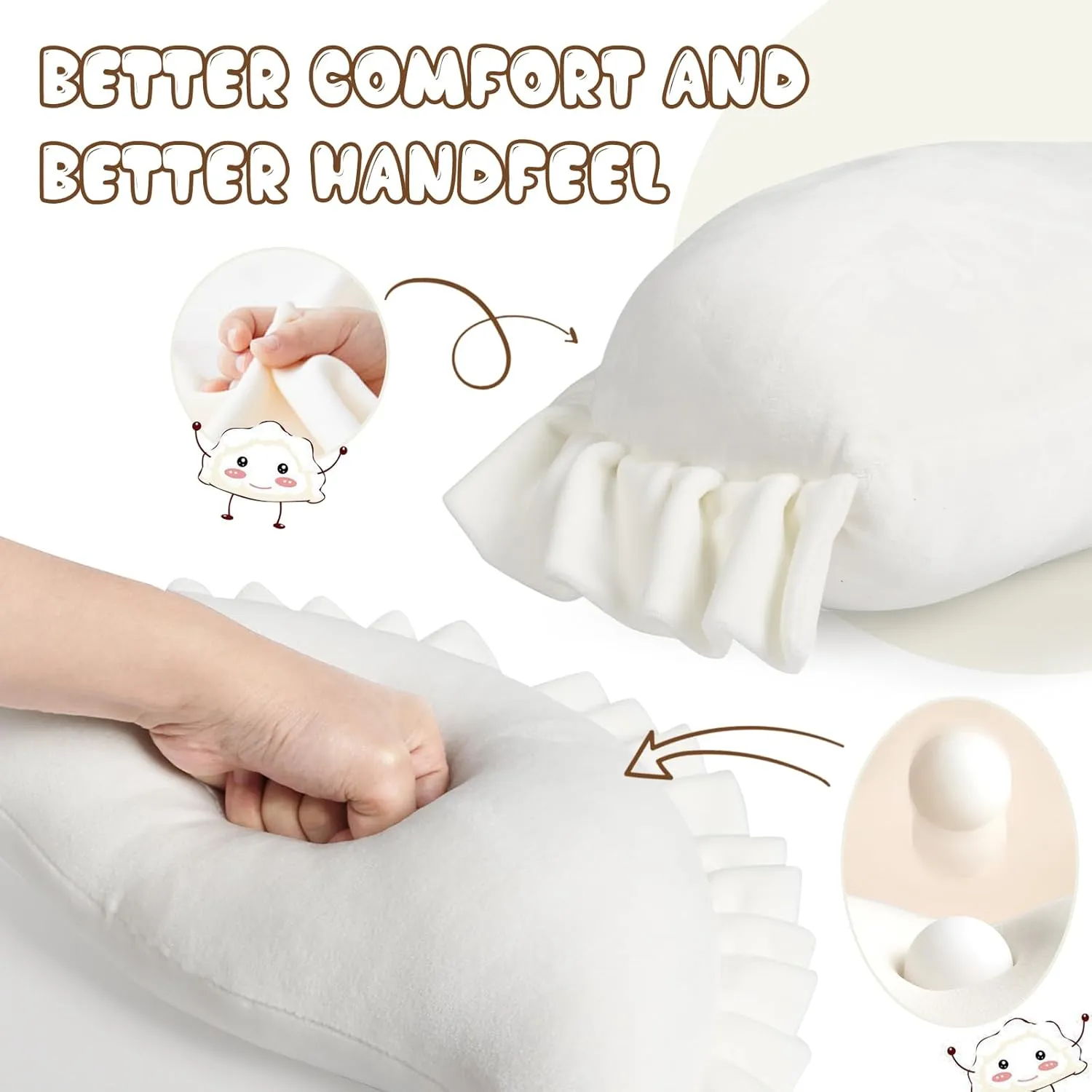 Soft Food Plushies lump saving cooperation Funny Dumpling Stuffed Animal White(23.6in) Dumpling Plush Toy Dumpling Decorative Throw Pillow 