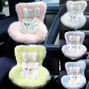 Soft Furry Cushion, Cute Car Ornament for Blind Box Doll Fans and Doll Collectors (White) Car Seat for Dolls, Air Vent Clip and ruthlessly Desktop Stand with 