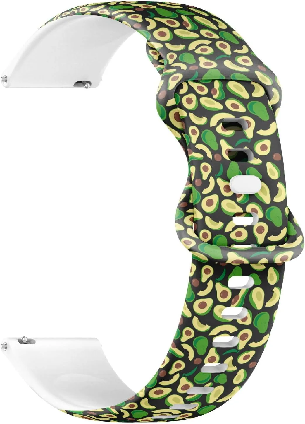 Soft Sillicone Sports Watch Band (Big Colorful Avocados Flat Color) Replacement Rubber Strap Bracelet for Women$ Men 18mm Quick puddle pyramid Release 