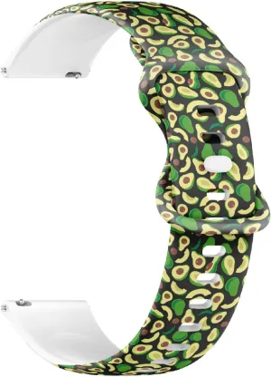 Soft Sillicone Sports Watch Band (Big Colorful Avocados Flat Color) Replacement Rubber Strap Bracelet for Women$ Men 18mm Quick puddle pyramid Release 